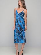 Εικόνα της Milena by Paris Χειμερινό Σατέν Γυναικείο Νυχτικό Μπλε-μαύρο, Μπλε 003440