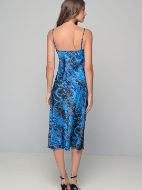 Εικόνα της Milena by Paris Χειμερινό Σατέν Γυναικείο Νυχτικό Μπλε-μαύρο, Μπλε 003440