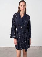 Εικόνα της Vamp Χειμερινή Γυναικεία Ρόμπα με Νυχτικό Μπλε 17066