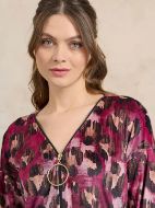 Εικόνα της Jeannette Φορεμα Μάξι Φερμουάρ Βελούδο Λεοπάρ Μπορντό (7943)