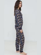 Εικόνα της Γιώτα Μπλε Εμπριμέ Βαμβακερή Γυναικεία Πιτζάμα.