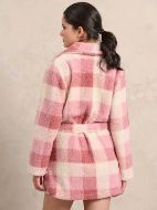 Εικόνα της Jeannette Ρόμπα Σταυρωτή Fleece Καρό Ροζ (7967)