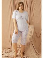 Εικόνα της Amelie Plus Size Λιλά Πιτζάμα Με Κάπρι.