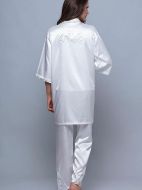 Εικόνα της Milena by Paris Λευκή Νυφική Ρόμπα Σατέν Με Στάμπα Bride.