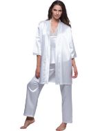 Εικόνα της Milena by Paris Λευκή Νυφική Ρόμπα Σατέν Με Στάμπα Bride.