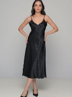 Εικόνα της Milena by Paris Καλοκαιρινό Σατέν Γυναικείο Νυχτικό Μαύρο 003434