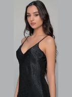 Εικόνα της Milena by Paris Καλοκαιρινό Σατέν Γυναικείο Νυχτικό Μαύρο 003434