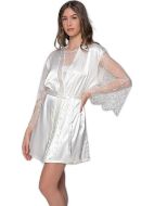 Εικόνα της Milena by Paris Καλοκαιρινή Γυναικεία Σατέν Ρόμπα Ιβουάρ 005413