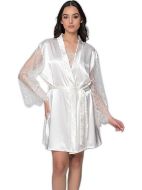 Εικόνα της Milena by Paris Καλοκαιρινή Γυναικεία Σατέν Ρόμπα Ιβουάρ 005413