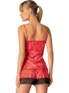 Εικόνα της Milena Paris Baby-doll Σατέν Κόκκινο Εμπριμέ Με Καρδιές.