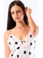 Εικόνα της Zen by Daisy εκρού σατέν πουά νυχτικό.