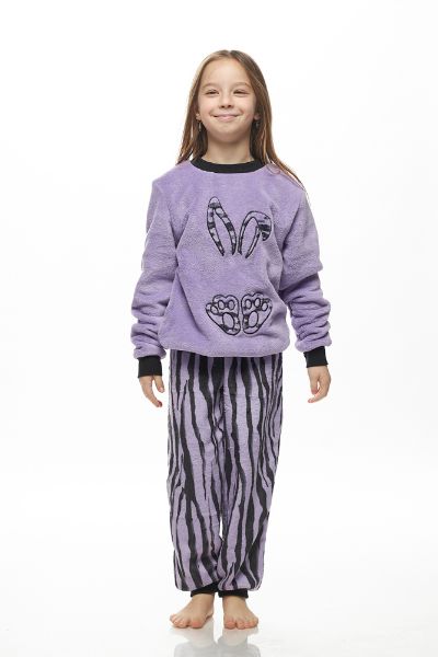 Εικόνα της Galaxy Fleece Λιλά Παιδική Πιτζάμα.