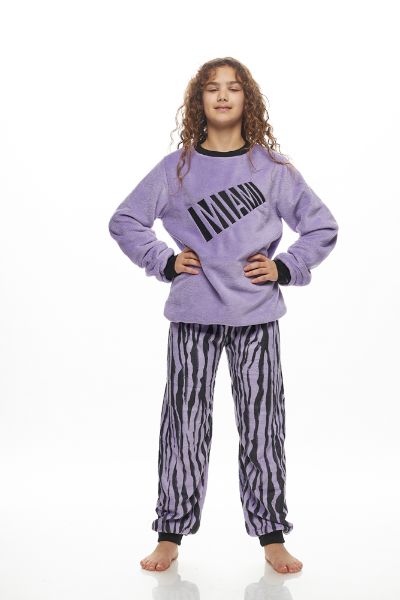 Εικόνα της Galaxy Fleece Λιλά Εφηβική Πιτζάμα.