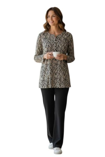 Εικόνα της Passion Γυναικεία Πιτζάμα Γκρι/Μαύρη Ζακάρ Μπλούζα/Cotton Παντελόνι.