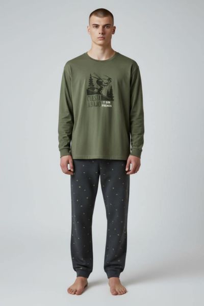 Εικόνα της Dark Elephant Χακί Φούτερ Ανδρική Πιτζάμα.