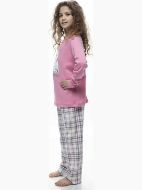 Εικόνα της Galaxy βαμβακερή ροζ καρό εφηβική πιτζάμα.