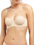 Εικόνα της Γυναικείο σουτιέν strapless μπεζ με ανάγλυφο σχέδιο. Διαθέτει μπανέλα και ελαφριά επένδυση. Περιέχει και μπεζ ράντες.