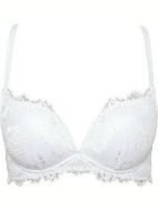 Εικόνα της Lormar Λευκό σουτιέν χωρίς μπανέλα, με ενίσχυση και δαντέλα. Ρυθμιζόμενες ράντες.