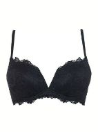 Εικόνα της Lormar Μαύρο σουτιέν χωρίς μπανέλα, με ενίσχυση και δαντέλα. Ρυθμιζόμενες ράντες.