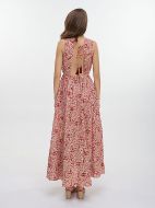 Εικόνα της Ble Resort Collection Κόκκινο/Μπεζ Εμπριμέ Αμάνικο Φόρεμα.