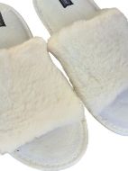 Εικόνα της Noidinotte Λευκές Fleece Γυναικείες Παντόφλες Ανοιχτές.