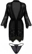 Εικόνα της Dkaren μαύρη see through ρόμπα με δαντέλα & string.