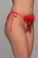 Εικόνα της Milena by Paris G-String Open Marabou Κόκκινο.