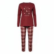 Εικόνα της Noidinotte Μπορντό Καρό Βαμβακερή Γυναικεία Πιτζάμα.