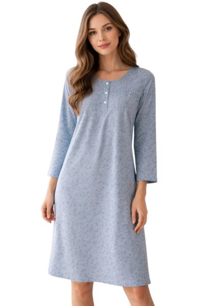 Εικόνα της Zen Βαμβακερό Νυχτικό Σιέλ Φλοράλ.