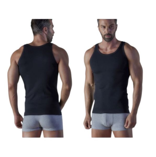 Εικόνα της 2Pack Wrap Μαύρες Αμάνικές Φανέλες 95% Cotton - 5% Lycra.