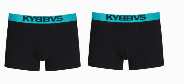 Εικόνα της 2Pack Kybbus Μαύρα Boxer Με Εξωτερικά Μεταλλικά Λάστιχα Τιρκουάζ.