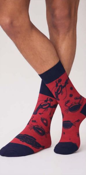 Εικόνα της Pournara Βαμβακερές Σκούρες Κόκκινες Ανδρικές Κάλτσες Με Σχέδιο.
