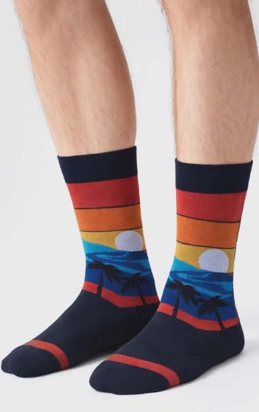 Εικόνα της Pournara Βαμβακερή Μαύρη Ανδρική Κάλτσα Με Σχέδιο.