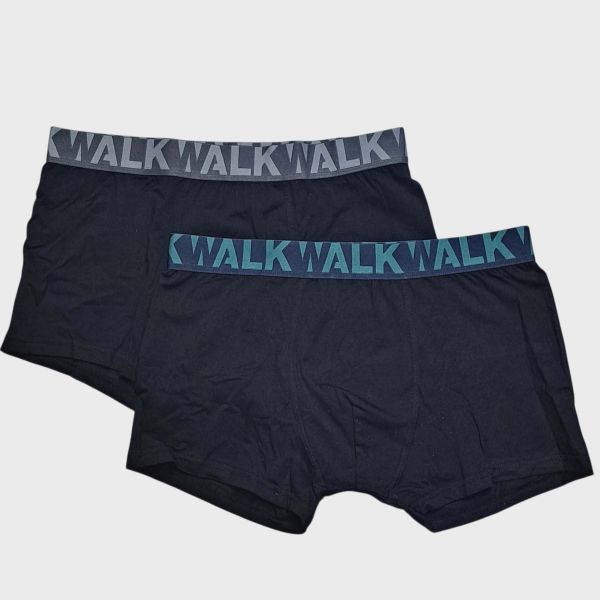 Εικόνα της 2Pack Walk Boxer Βαμβακερά Μαύρα Με Εξωτερικά Λάστιχα.