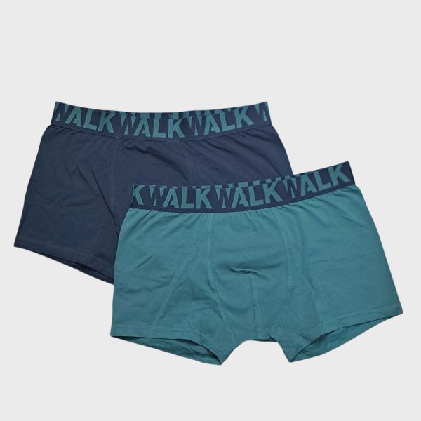 Εικόνα της 2Pack Walk Boxer Βαμβακερά Μπλε/Σμαραγδί Με Εξωτερικά Λάστιχα.