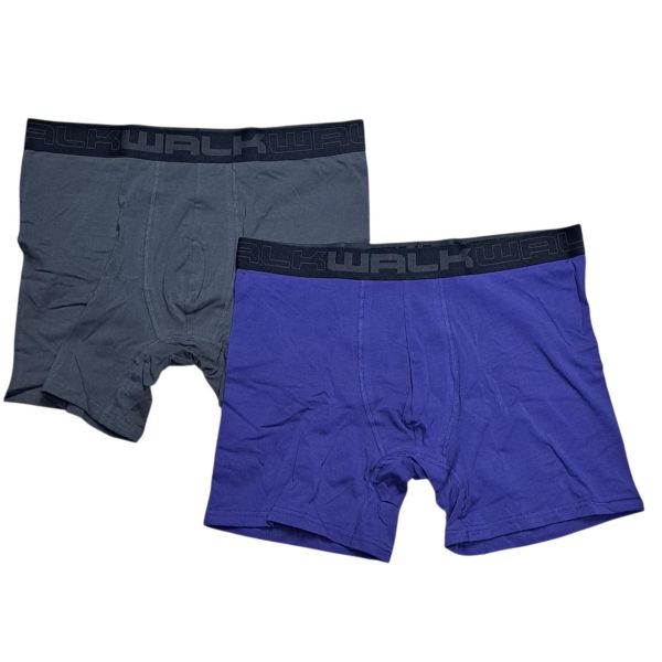 Εικόνα της 2Pack Walk Boxer Long Leg Βαμβακερά Ανθρακί/Ρουά Με Εξωτερικά Λάστιχα.