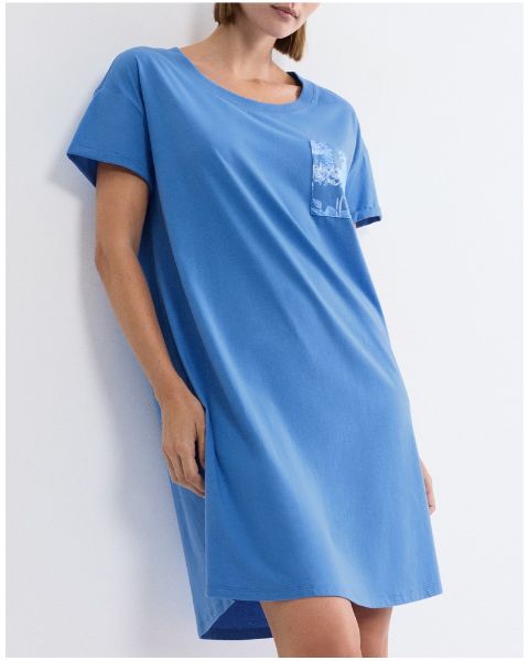 Εικόνα της Triumph Βαμβακερό Κοντομάνικο Νυχτικό Μπλε Ανοιχτό.