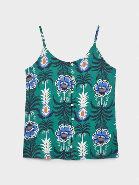 Εικόνα της Gisela Πράσινο Εμπριμέ Top Πιτζάμας Kουμπωτό.