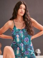 Εικόνα της Gisela Πράσινο Εμπριμέ Top Πιτζάμας Kουμπωτό.